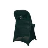 Hunter Emerald Green Spandex Folding Chair Covers with Silver Rhinestone Buckled Sash Band