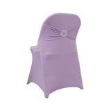 Lavender Lilac Spandex Folding Chair Covers with Silver Rhinestone Buckled Sash Band