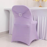 Lavender Lilac Spandex Folding Chair Covers with Silver Rhinestone Buckled Sash Band