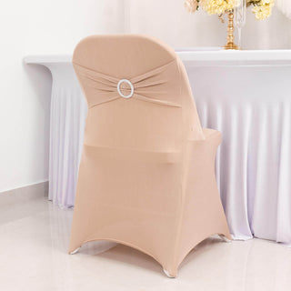 <h3 style="margin-left:0px;">Beautiful Nude Spandex Folding Slip On Chair Covers