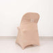 Nude Spandex Folding Chair Covers with Silver Rhinestone Buckled Sash Band