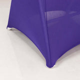 Purple Spandex Folding Chair Covers with Silver Rhinestone Buckled Sash Band