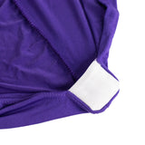 Purple Spandex Folding Chair Covers with Silver Rhinestone Buckled Sash Band