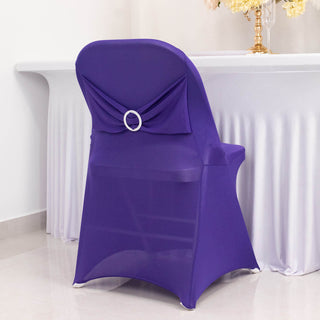 <h3 style="margin-left:0px;">Beautiful Purple Spandex Folding Slip On Chair Covers