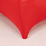 Red Spandex Folding Chair Covers with Silver Rhinestone Buckled Sash Band