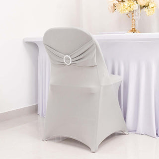 <h3 style="margin-left:0px;">Beautiful Silver Spandex Folding Slip On Chair Covers