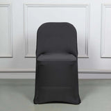 10 Pack Black Spandex Folding Slip On Chair Covers, Stretch Fitted Chair Covers - 160 GSM