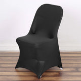 10 Pack Black Spandex Folding Slip On Chair Covers, Stretch Fitted Chair Covers - 160 GSM