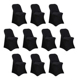 10 Pack Black Spandex Folding Slip On Chair Covers, Stretch Fitted Chair Covers - 160 GSM#whtbkgd