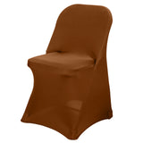 Cinnamon Brown Spandex Stretch Fitted Folding Slip On Chair Cover - 160 GSM#whtbkgd