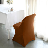 Cinnamon Brown Spandex Stretch Fitted Folding Slip On Chair Cover - 160 GSM