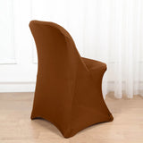 10 Pack Cinnamon Brown Spandex Folding Slip On Chair Covers, Stretch Fitted Chair Covers - 160 GSM