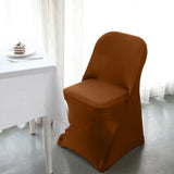 10 Pack Cinnamon Brown Spandex Folding Slip On Chair Covers, Stretch Fitted Chair Covers - 160 GSM