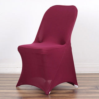 <h3 style="margin-left:0px;"><span style="background-color:transparent;color:#000000;">Sophisticated Burgundy Spandex Folding Chair Covers</span>
