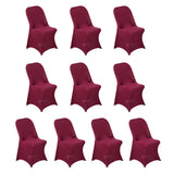 10 Pack Burgundy Spandex Folding Slip On Chair Covers, Stretch Fitted Chair Covers - 160 GSM