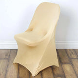 10 Pack Champagne Spandex Folding Slip On Chair Covers, Stretch Fitted Chair Covers - 160 GSM