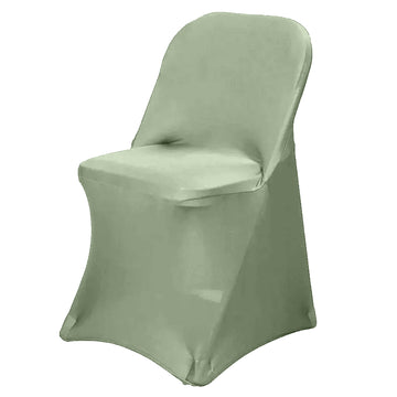 Dusty Sage Green Spandex Fitted Folding Slip On Chair Cover - 160 GSM