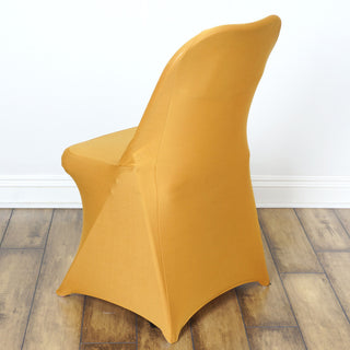 Elevate Your Event with the Stunning Gold Spandex Stretch Fitted Folding Chair Cover