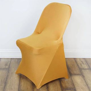 <h3 style="margin-left:0px;"><strong>Elevate Your Event with Gold Spandex Folding Chair Covers</strong>