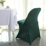 10 Pack Hunter Emerald Green Spandex Folding Slip On Chair Covers, Stretch Fitted Chair Covers