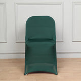 10 Pack Hunter Emerald Green Spandex Folding Slip On Chair Covers, Stretch Fitted Chair Covers