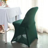 10 Pack Hunter Emerald Green Spandex Folding Slip On Chair Covers, Stretch Fitted Chair Covers