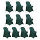 10 Pack Hunter Emerald Green Spandex Folding Slip On Chair Covers, Stretch Fitted Chair Covers