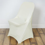 Ivory Spandex Stretch Fitted Folding Slip On Chair Cover - 160 GSM