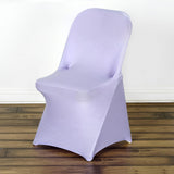 10 Pack Lavender Spandex Folding Slip On Chair Covers, Lilac Stretch Fitted Chair Covers - 160 GSM