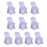 10 Pack Lavender Spandex Folding Slip On Chair Covers, Lilac Stretch Fitted Chair Covers - 160 GSM