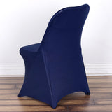 10 Pack Navy Blue Spandex Folding Slip On Chair Covers, Stretch Fitted Chair Covers - 160 GSM