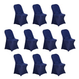 10 Pack Navy Blue Spandex Folding Slip On Chair Covers, Stretch Fitted Chair Covers#whtbkgd