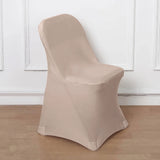 10 Pack Nude Spandex Folding Slip On Chair Covers, Stretch Fitted Chair Covers - 160 GSM