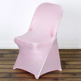 10 Pack Pink Spandex Folding Slip On Chair Covers, Stretch Fitted Chair Covers - 160 GSM