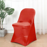 10 Pack Red Spandex Folding Slip On Chair Covers, Stretch Fitted Chair Covers - 160 GSM