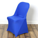 10 Pack Royal Blue Spandex Folding Slip On Chair Covers, Stretch Fitted Chair Covers - 160 GSM