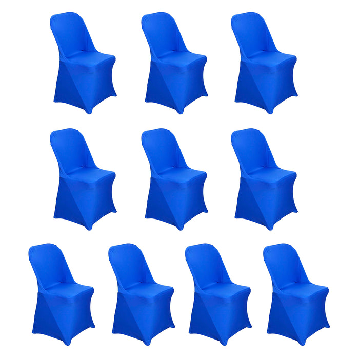 10 Pack Royal Blue Spandex Folding Slip On Chair Covers, Stretch Fitted Chair Covers - 160 GSM