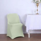 10 Pack Sage Green Spandex Folding Slip On Chair Covers, Stretch Fitted Chair Covers - 160 GSM