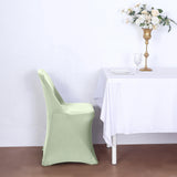 10 Pack Sage Green Spandex Folding Slip On Chair Covers, Stretch Fitted Chair Covers - 160 GSM