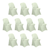 10 Pack Sage Green Spandex Folding Slip On Chair Covers, Stretch Fitted Chair Covers#whtbkgd