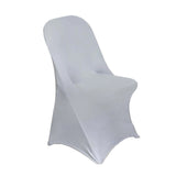 10 Pack Silver Spandex Folding Slip On Chair Covers, Stretch Fitted Chair Covers - 160 GSM