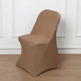 10 Pack Taupe Spandex Folding Slip On Chair Covers, Stretch Fitted Chair Covers - 160 GSM