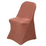 Terracotta (Rust) Spandex Stretch Fitted Folding Slip On Chair Cover - 160 GSM#whtbkgd