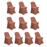 10 Pack Terracotta (Rust) Spandex Folding Slip On Chair Covers, Stretch Fitted Chair Covers