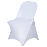10 Pack White Spandex Folding Slip On Chair Covers, Stretch Fitted Chair Covers - 160 GSM