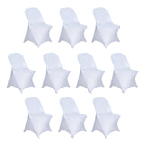 10 Pack White Spandex Folding Slip On Chair Covers, Stretch Fitted Chair Covers - 160 GSM#whtbkgd
