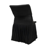 Black Spandex Pleated Lifetime Folding Chair Cover – Stretch Slipcover with Floor-Length#whtbkgd