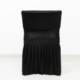 Black Spandex Pleated Lifetime Folding Chair Cover – Stretch Slipcover with Floor-Length Skirt