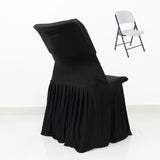 Black Spandex Pleated Lifetime Folding Chair Cover – Stretch Slipcover with Floor-Length Skirt