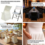 Pleated spandex folding chair covers for elegant events and durable use.